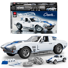 Mattel Brick Shop Hot Wheels Corvette Grand Sport Building Toy Kit (918 Pieces), For Collectors