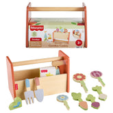 Fisher-Price Tiny Garden Wooden Garden Caddy Pretend Play Set With Tools For Kids, 12 Wood Pieces