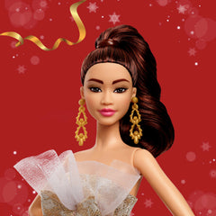 Barbie Signature 2025 Holiday Barbie Fashion Doll, Seasonal Collector, Light Brown Hair With Silver & Gold Gown