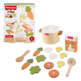 Fisher-Price Tiny Garden Wooden Veggie Soup Pretend Kitchen Play Set For Kids, 16 Wood Pieces