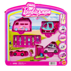 Barbie Mini Barbie Land 4-Pack Doll & Vehicle Set, 4 1.5-Inch Dolls, 4 Toy Vehicles & Accessories