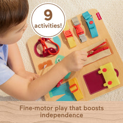 Fisher-Price Montessori Wooden Dressing Busy Board Learning Activity For Kids