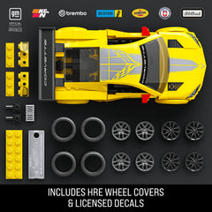 Mattel Brick Shop Hot Wheels ’20 Corvette C8.R Building Toy Kit (261 Pieces), For Collectors