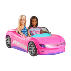 Hot Wheels RC Barbie Convertible & 2 Barbie Dolls, Battery-Powered Remote-Control Toy Car