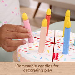 Fisher-Price Wooden Cake, Pretend Food Decorating Set For Preschool Kids, 14 Wood Pieces