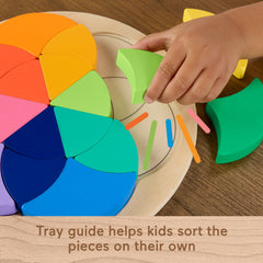 Fisher-Price Wooden Color Wheel Puzzle, Shape-Sorting Play For Preschool Kids, 19 Wood Pieces