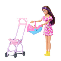 Barbie Skipper Babysitters Inc. Playset With Skipper Doll, Baby Doll, Stroller & 7 Accessories
