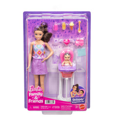 Barbie Skipper Babysitters inc. Playset With Skipper Doll, Toddler Doll, High Chair & 8 Accessories