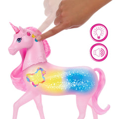 Barbie Fantasía Set de Juego Unicornio con Luz y Sonido