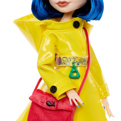 Monster High Skullector Coraline Collectible Doll in Yellow Raincoat With Cat - Sold Out