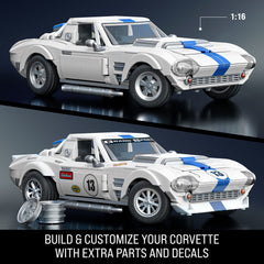 Mattel Brick Shop Hot Wheels Corvette Grand Sport Building Toy Kit (918 Pieces), For Collectors