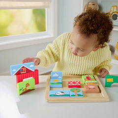 Casse-Tête en Bois à Thématique de Ferme Fisher-Price Pour Tout-Petits et enfants, 14 Pièces en Bois