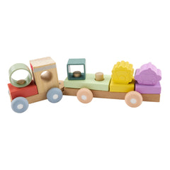 Fisher-Price-Train à Empiler en Bois et Silicone-Jouet D’Activités de 9 Pièces