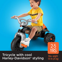 Fisher-Price Harley-Davidson Tough Trike Toddler Tricycle With Handlebar Grips