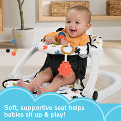 Fisher-Price Sit-Me-Up Floor Seat, Portable Baby Chair & 2 Developmental Newborn Toys, Cute Cow