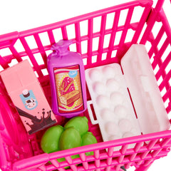 Barbie World Grocery Shopping Toy Set With 11 Doll Accessories Including Cart, Food, Bag, & More