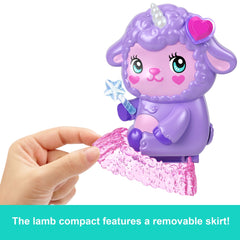 Polly Pocket Cozy Dreamland Lamb Compact Playset With 1 Micro Doll And Pet Unicorn, Travel Toy With Food & Styling Accessories