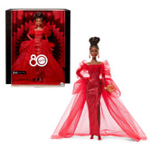 Barbie Signature Collectible Doll For Mattel 80th Anniversary, Glittery Red Tulle Gown, Brunette
