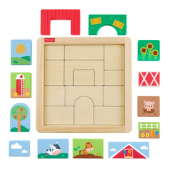 Casse-Tête en Bois à Thématique de Ferme Fisher-Price Pour Tout-Petits et enfants, 14 Pièces en Bois