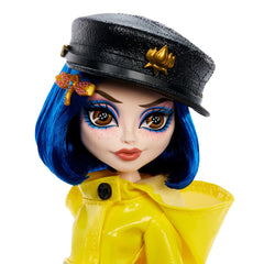 Monster High Skullector Coraline Collectible Doll in Yellow Raincoat With Cat - Sold Out