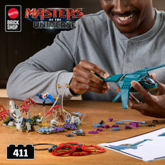 Mattel Brick Shop Masters Of The Universe Eternia Flight Fight Building Toy Kit (411 Pieces), For Collectors