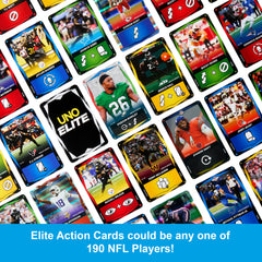 UNO Elite NFL Card Game 2025 Alt Jerseys Edition Starter Pack With 4 Booster Packs & 2 Promo Cards