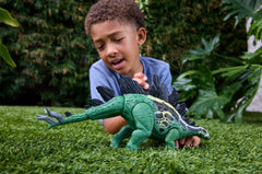Jurassic World Gigantic Thrashers Stegosaurus Dinosaur Action Figure Toy, 2 Attacks & Evolve Feature