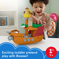 Fisher-Price Little People My Mario Bowser's Airship & Figure Set Toddler Toy