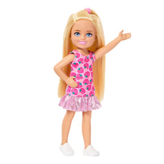 Barbie Club Chelsea Small Doll, 6-inch With Blonde Hair in Strawberry-Print Dress & Shoes