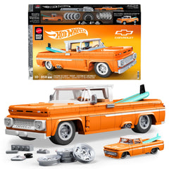 Mattel Brick Shop Hot Wheels Custom ’62 Chevy Pickup Building Toy Kit (858 Pieces), For Collectors