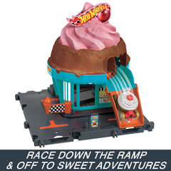 Hot Wheels City Downtown Ice Cream Swirl Playset From The Series “Let's Race” With 1 Toy Car