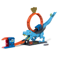 Hot Wheels City-L’Attaque du T-Rex-Coffret Looping, 1 Voiture Incluse