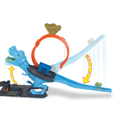 Hot Wheels City-L’Attaque du T-Rex-Coffret Looping, 1 Voiture Incluse