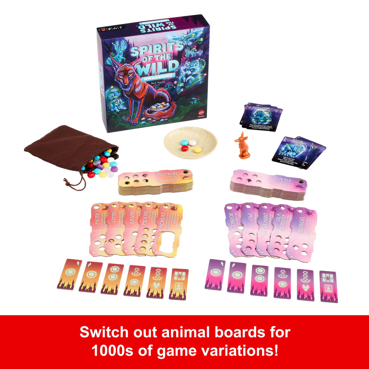 Spirits Of The Wild: Awakening Relaxing, Light Strategy Board Game With Beautiful Art For 2 Players