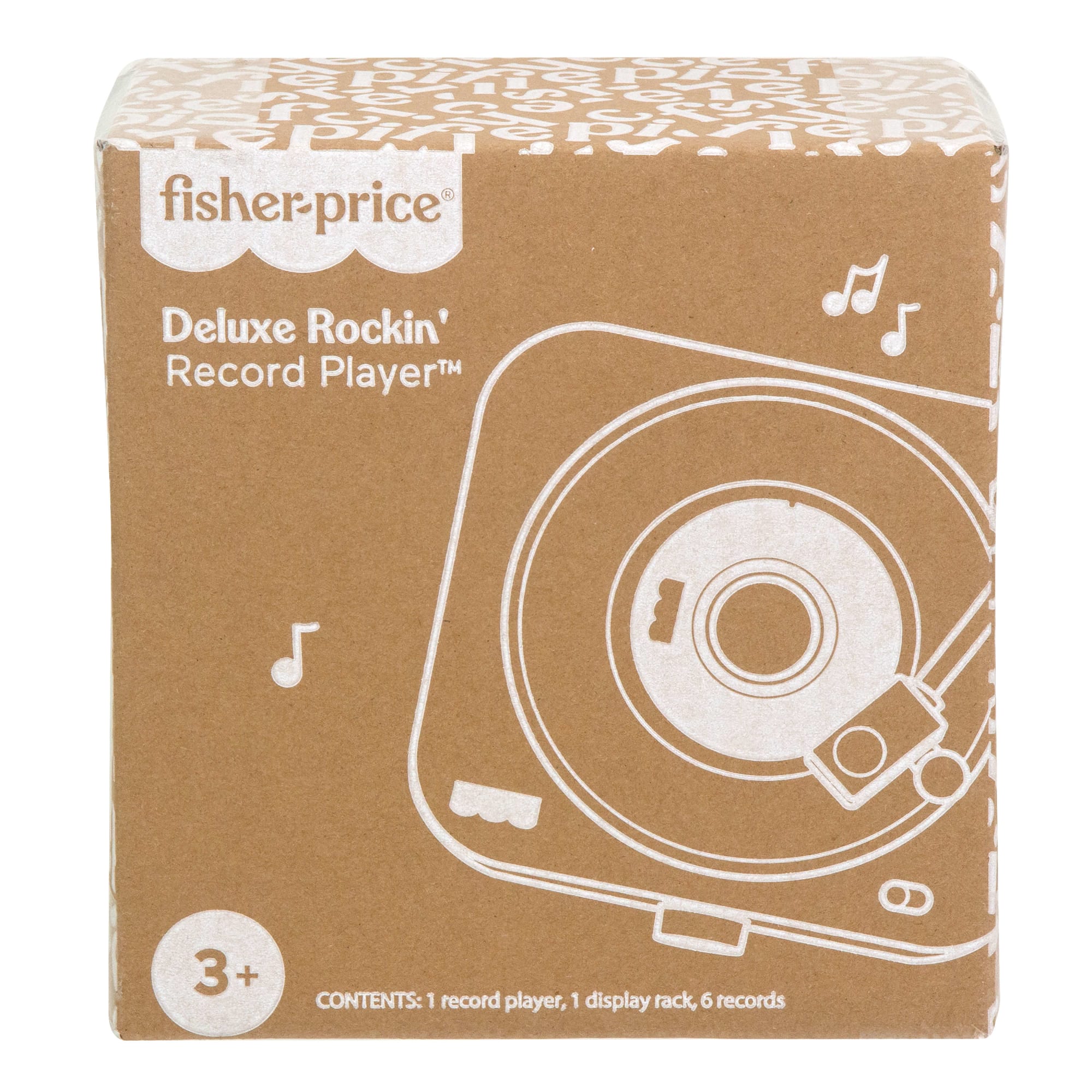 Fisher-Price Deluxe Rockin’ Record Player Musical Toy Turntable With 6 Records For Kids Ages 3+