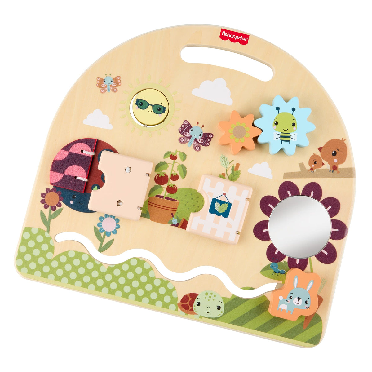 Fisher-Price Wooden Take-Along Activity Station, Wood Busy Board For Baby & Toddler