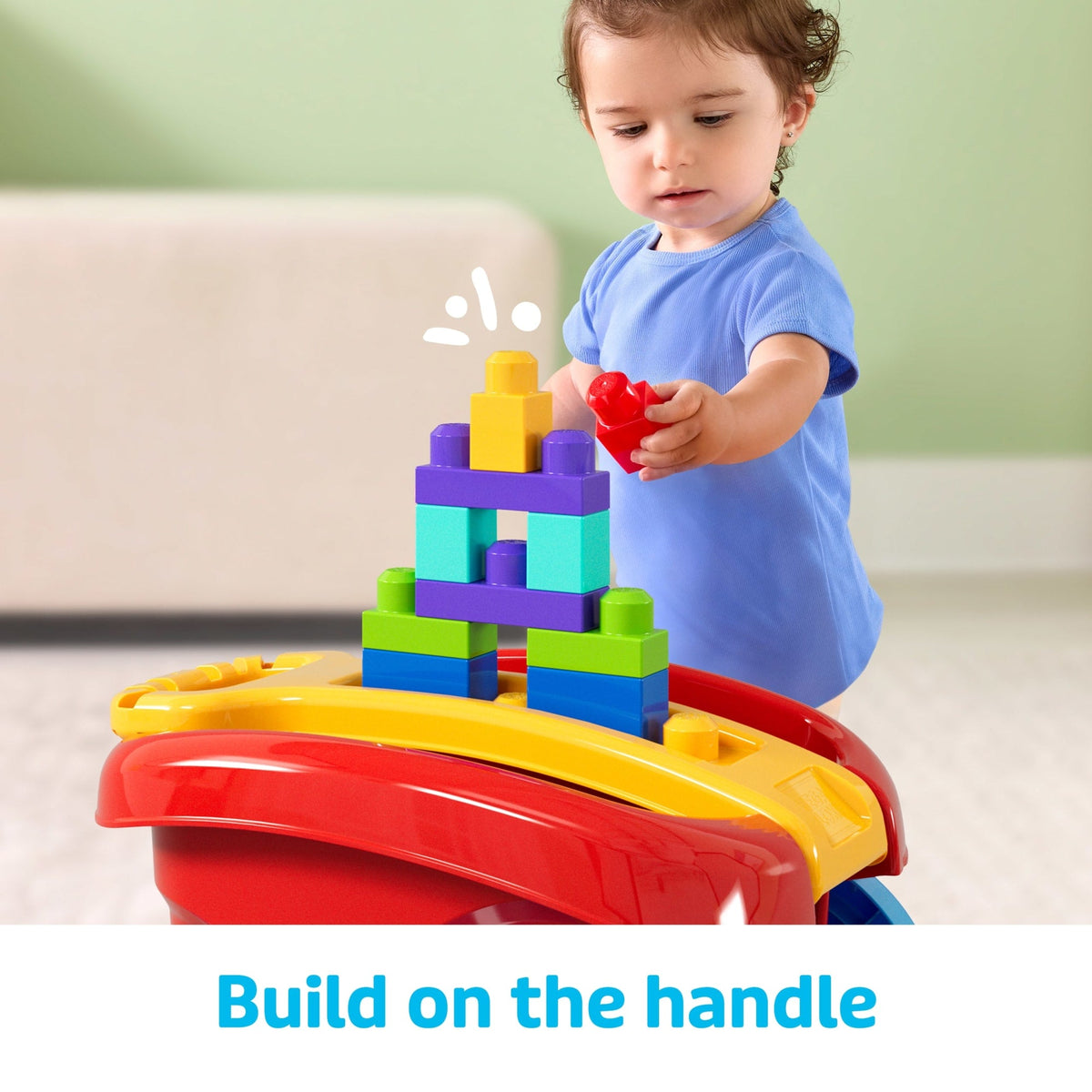 MEGA BLOKS First Builders Block Scooping Wagon With Storage (20 Pieces) For Toddlers