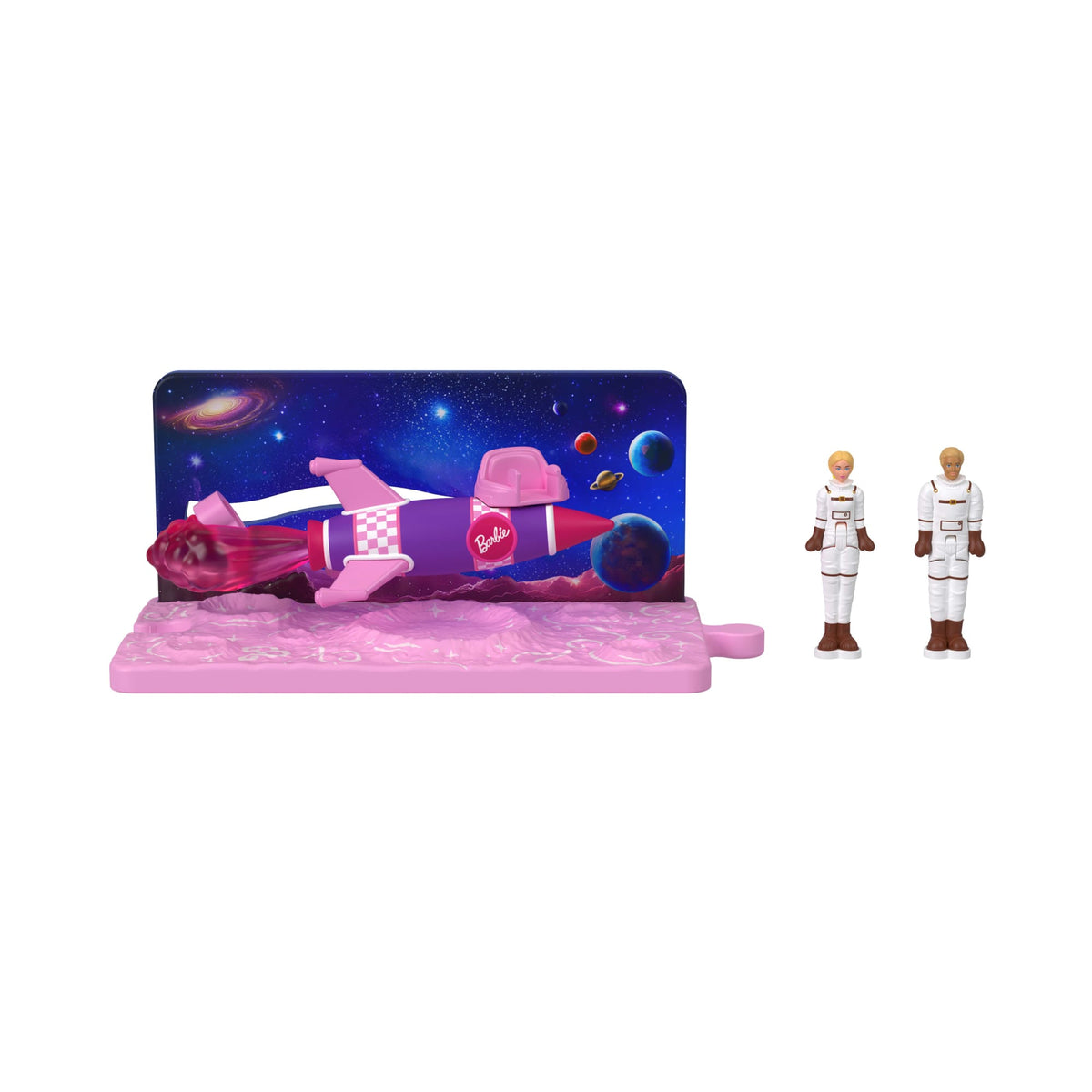 Barbie Mini BarbieLand Vehículo para Muñecas La Película Barbie y Ken en Cohete Espacial