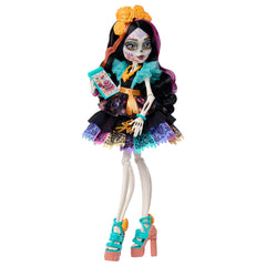Monster High Skelita Calaveras Fashion Doll in Ruffled Dress With Pet Candelita And 7 Accessories