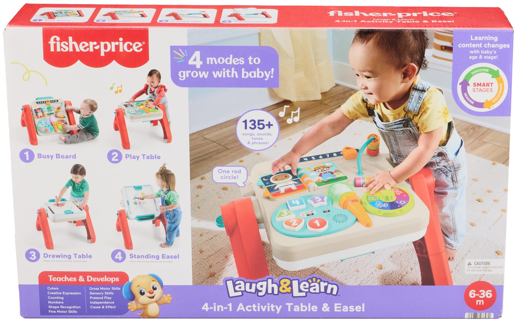 Fisher-Price Laugh & Learn 4-In-1 Activity Table & Easel, Electronic Learning Toy For Baby & Toddler