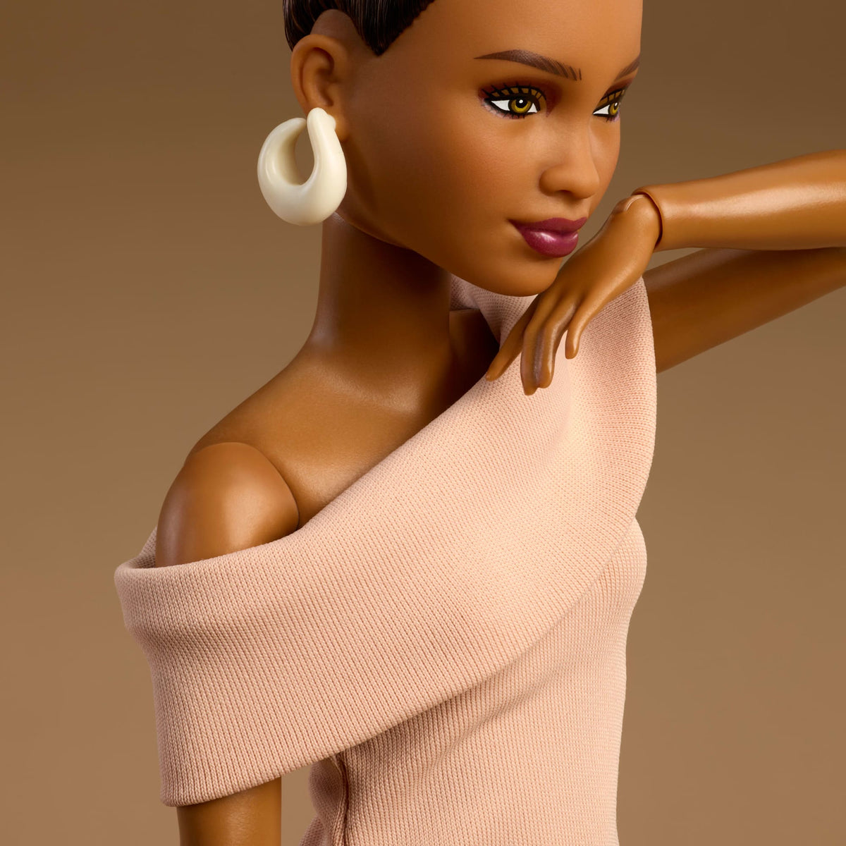 Barbie Basics Collectible Doll, Model 08 With Brunette Hair In Tan Dress & Strappy Heels