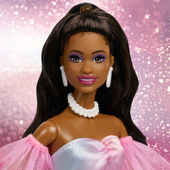 Barbie Signature Birthday Wishes Fashion Doll in Dress With Pastel Rainbow Effect, Collectible Gift