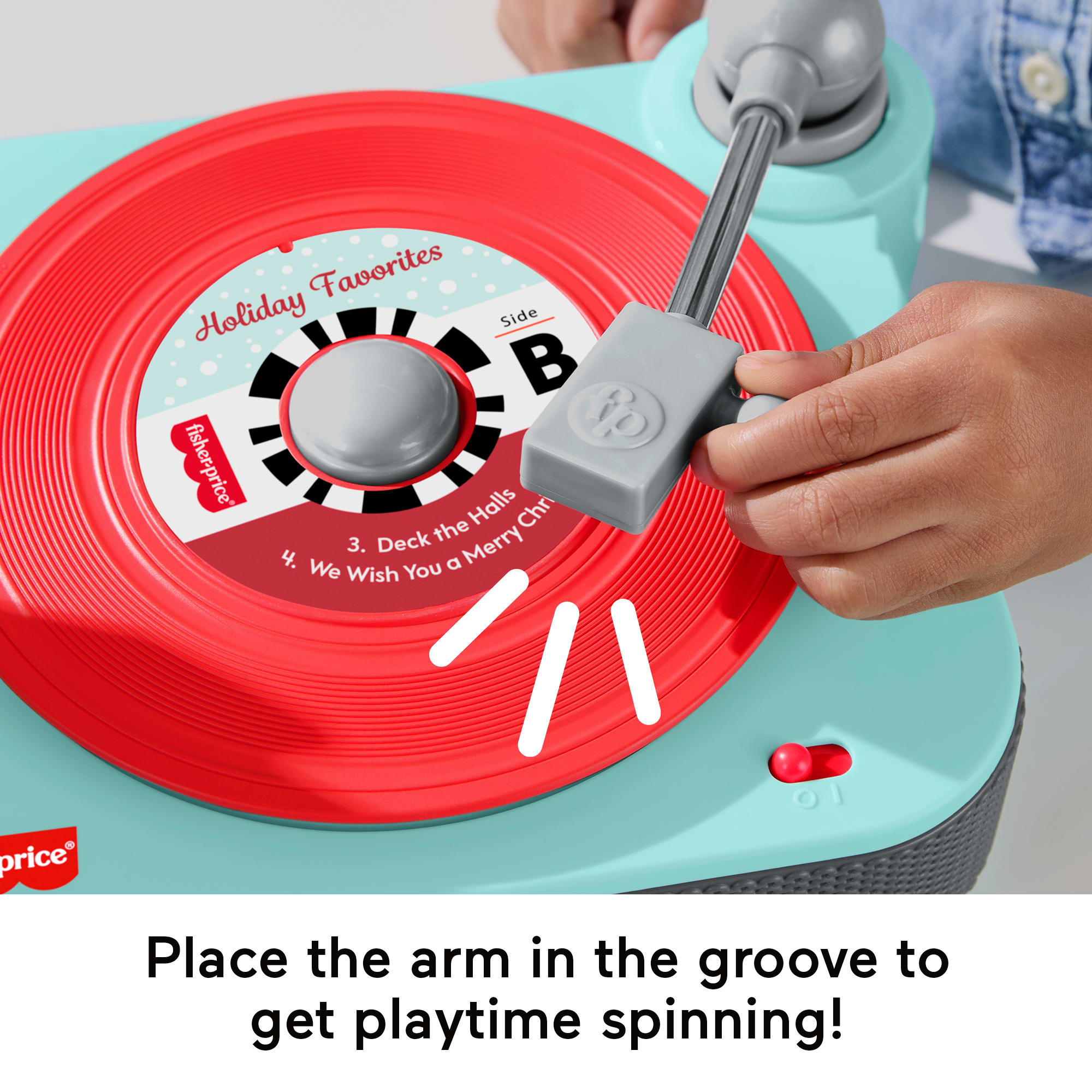 Fisher-Price Deluxe Rockin’ Record Player Musical Toy Turntable With 6 Records For Kids Ages 3+