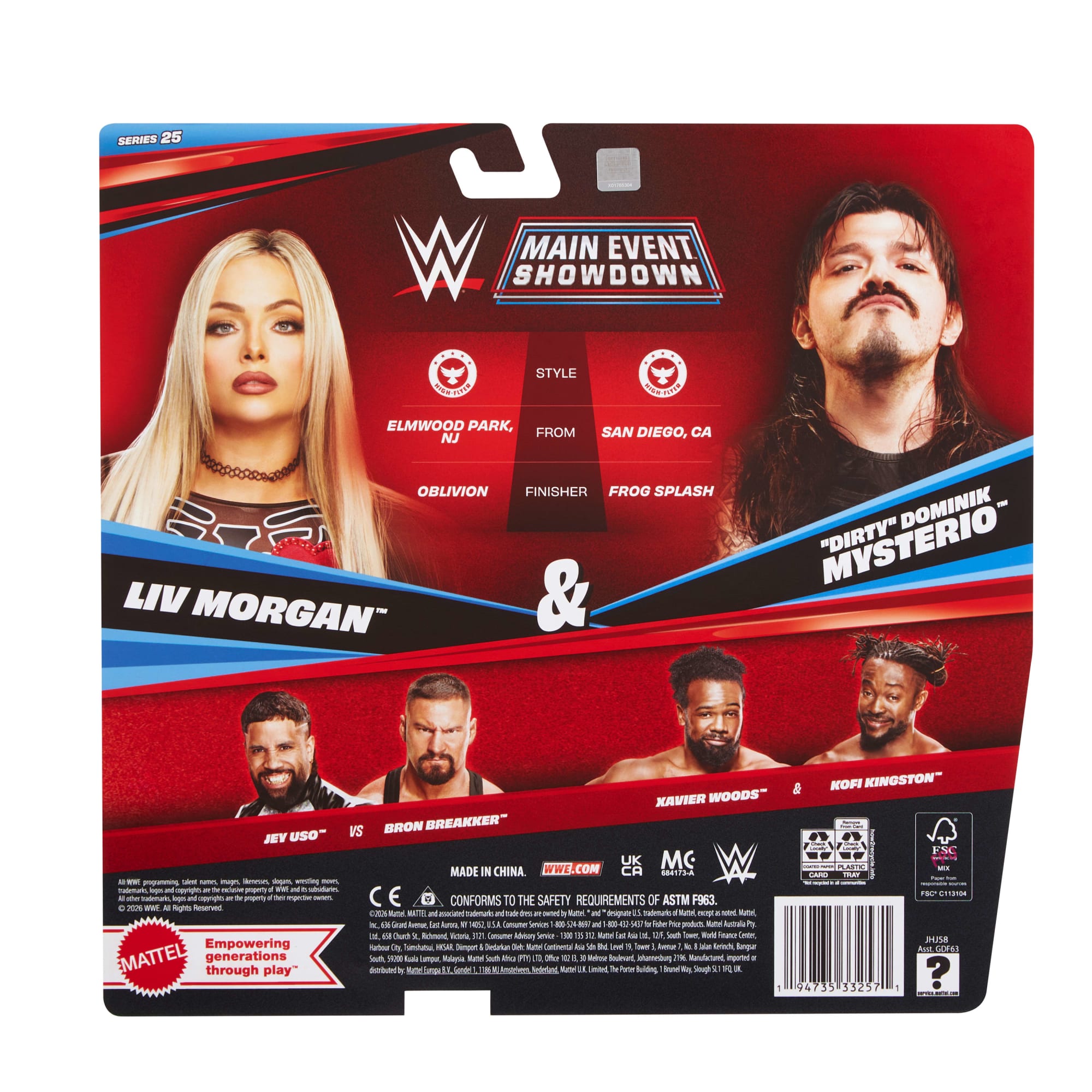WWE Main Event Showdown Dirty Dominik Mysterio & Liv Morgan Action Figures Set, Series #25, 6-Inch