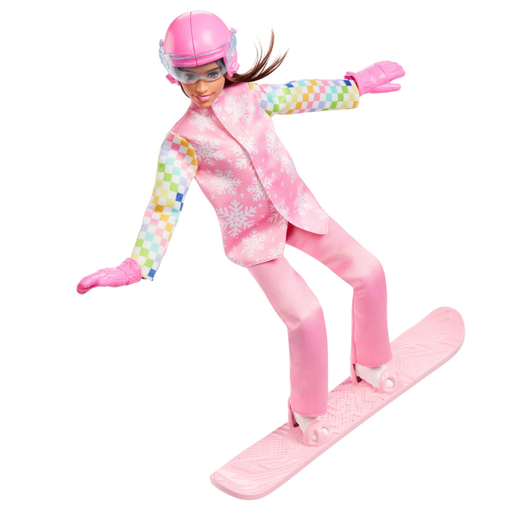 Barbie Careers Snowboarder Doll in Pink Jacket With 10+ Accessories including Color-Change Snowboard