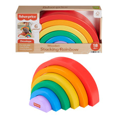 Fisher-Price Wooden Stacking Rainbow, Building Toy For Toddlers, 6 Wood Pieces
