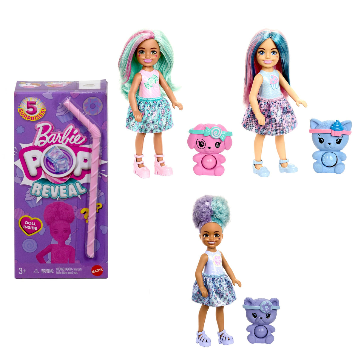 Barbie Chelsea Pop Reveal Treat Series Doll With 5 Surprises Including Scent & Pet