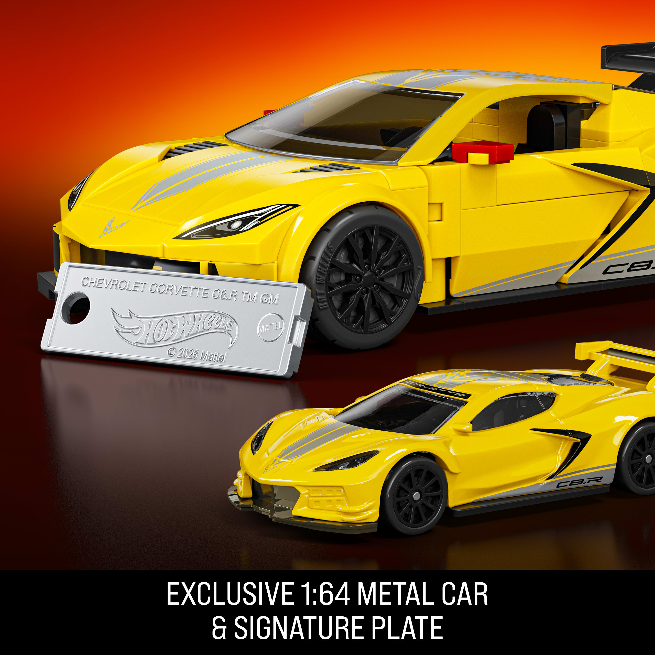 Mattel Brick Shop Hot Wheels ’20 Corvette C8.R Building Toy Kit (261 Pieces), For Collectors