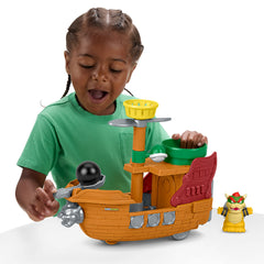 Little People Mario Bros Brinquedo para Bebês FP Little People Navio De Batalha De Bowser
