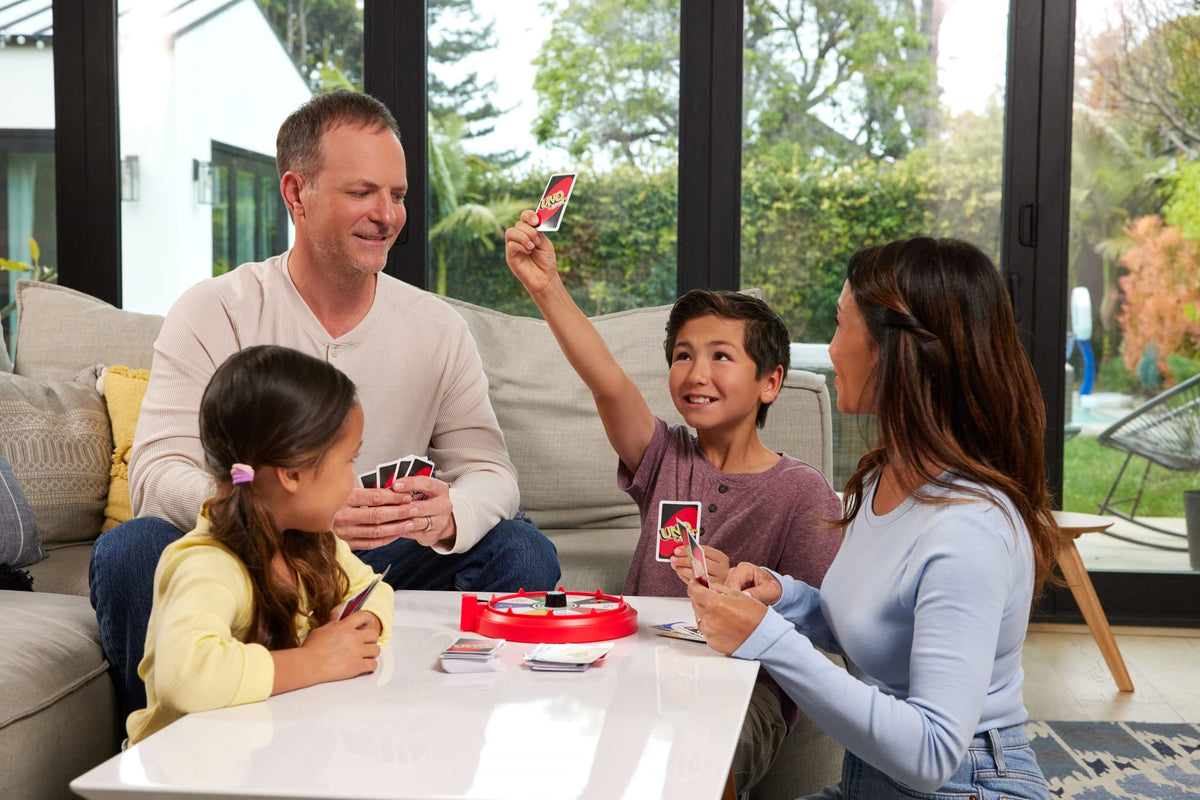 UNO Spin Card Game For Kid, Adult & Family Nights, Classic Play With Spinner